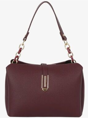 Women's Burgundy Shoulder Bag - Classic Structured Satchel